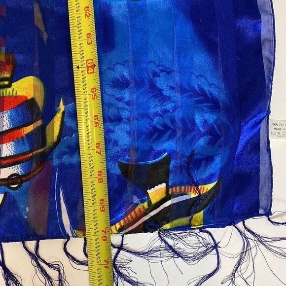 Novelty fish print fringe scarf - Picture 6 of 6